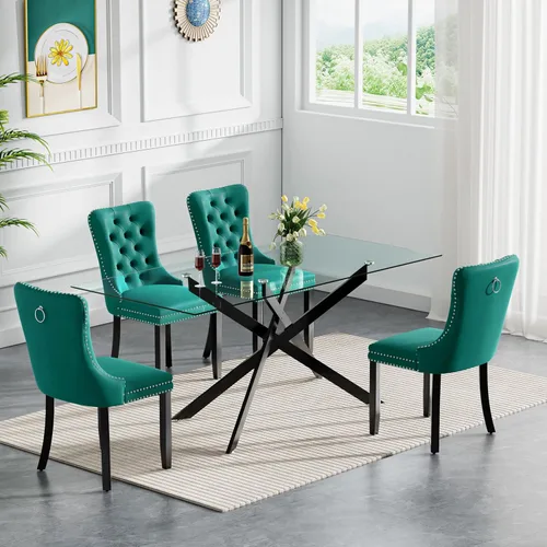 Miniatura 99 de HomVent Juego de mesa de comedor redonda de vidrio de 3 piezas, juego de mesa de comedor de vidrio templado para 2 mesas de cocina con 2 sillas