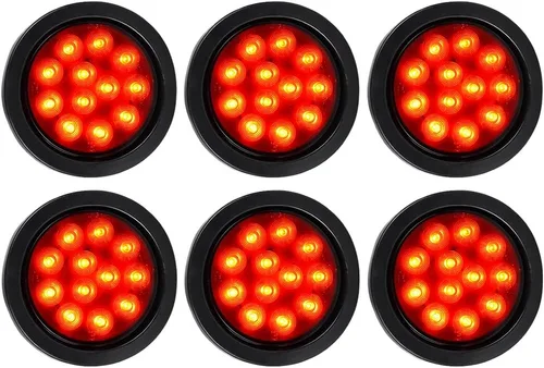 Miniatura 11 de Kit de tapones de cableado con cubierta de hule para luz trasera LED redonda de 4", 12 ledes, para RV, camioneta Luz roja - Lente transparente