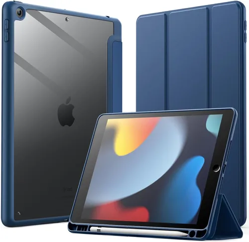 Miniatura 11 de JETech Funda para iPad de 10.2 pulgadas (9ª/8ª/7ª generación, 2021/2020/2019) con soporte para lápices, carcasa trasera transparente, soporte