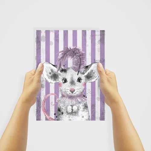 Miniatura 8 de Ritzy Rose Arte de animales de circo morado para niños, impresiones caprichosas para pared, 6 pósteres infantiles para habitación del bebé