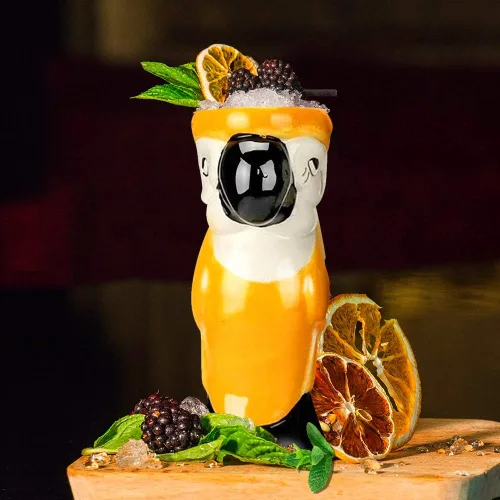 Miniatura 4 de LINALL Tiki Mugs - Juego de 8 tazas de cóctel de cerámica TIKI tazas hawaianas para fiesta hawaiana, vasos de cóctel exóticos hawaianos TKSET0080