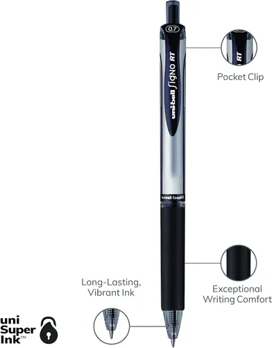 Miniatura 8 de Uniball Signo Gel RT - Paquete de 12 bolígrafos de gel negros medianos de 0.028 in, bolígrafos de tinta de gel, suministros de oficina vendidos por