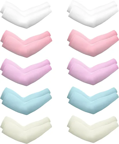 Miniatura 20 de Boao 10 pares de mangas UV para brazos para hombres y mujeres, cubierta de tatuajes refrescante, mangas de compresión con protección solar