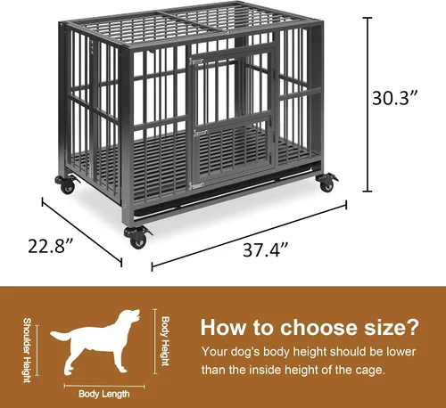 Miniatura 6 de Polar Aurora Jaula para perros resistente, perrera plegable e indestructible, jaula para perros extra grande a prueba de escapes con ruedas
