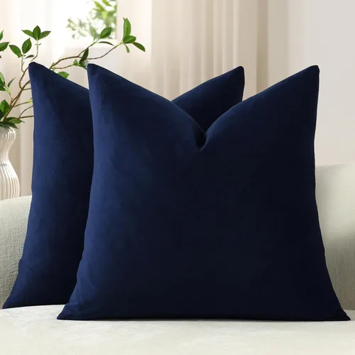 Miniatura 26 de Dezene - 2 fundas decorativas de terciopelo para almohada Hielo de vainilla