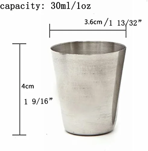 Miniatura 6 de Yueton® Juego de 4 vasos de chupito de acero inoxidable con estuche de transporte de cuero negro (1.0 fl oz)