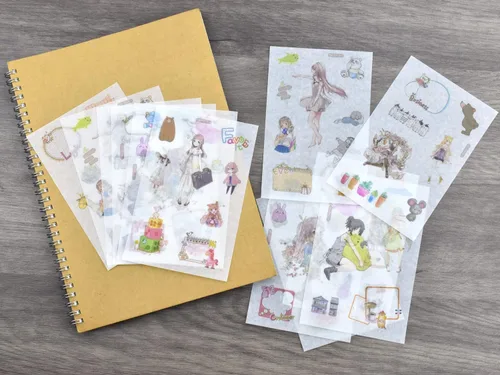 Miniatura 3 de 12 hojas de lindas calcomanías washi kawaii animales artesanales calcomanías decorativas para álbumes de recortes, planificador diario, collage