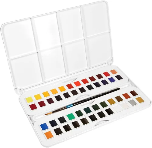 Miniatura 7 de Daler Rowney Daler-Rowney Aquafine - Juego de estudio de acuarela de 48 piezas - Juego de pintura de acuarela para papel de acuarela y más - Juego