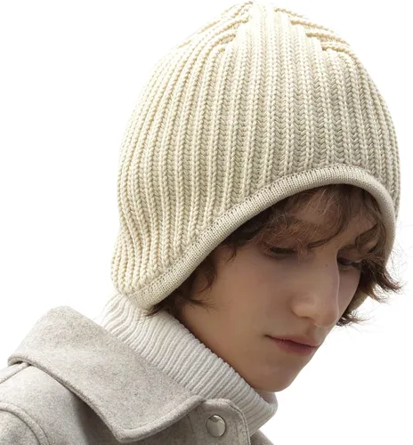 UNDERCONTROL Gorro unisex con etiqueta de latón dorado para otoño e invierno, resistente al viento, cálido, ajustado, de punto de Corea, con