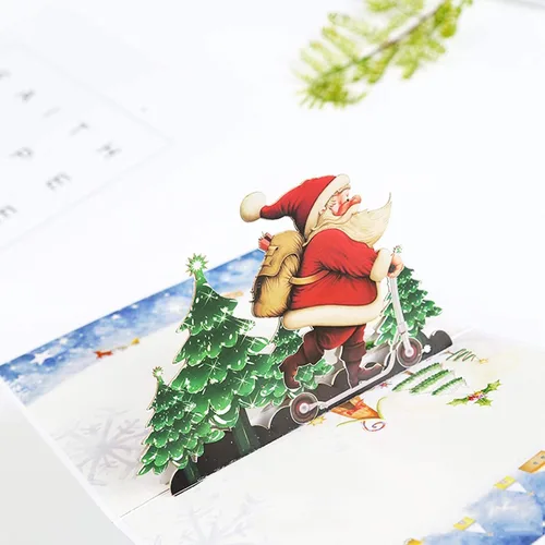 Miniatura 4 de Tarjetas de felicitación de Navidad 3D, 9 unidades, tarjetas emergentes hechas a mano con sobre, juego de 9, para Navidad, Año Nuevo, vacaciones