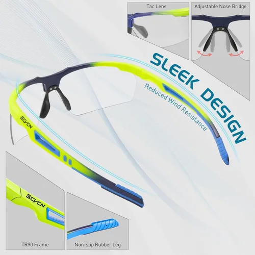 Miniatura 6 de SCVCN Gafas de sol deportivas fotocromáticas para ciclismo, gafas transparentes para hombres y mujeres, protección UV400, MTB BMX, pesca, correr