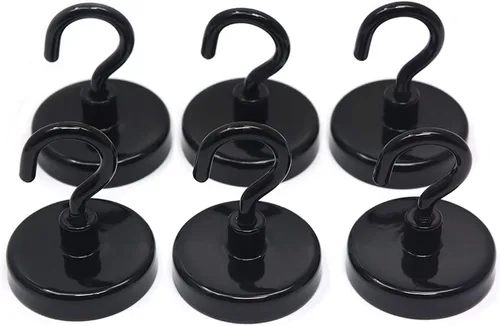 Miniatura 11 de CMS MAGNETICS - Paquete de 2 ganchos de neodimio de 1.575 pulgadas, color negro, transparente de 8 libras y clasificación de fuerza de tracción