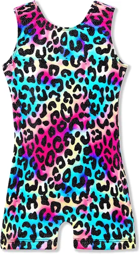 TENVDA - Leotardos de gimnasia, danza y ciclismo para niñas, con pantalones cortos y diseño de unicornio brillante (varios colores)