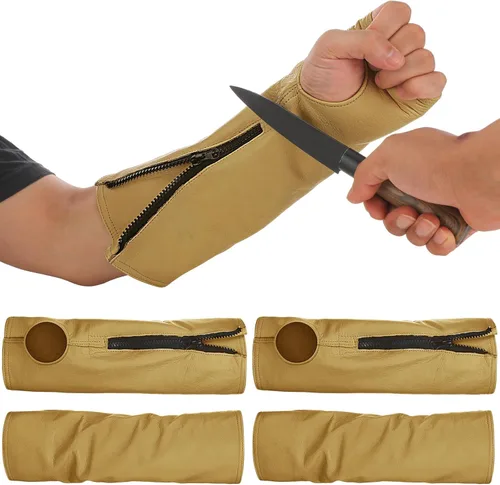 Suhine 2 pares de protectores de brazo de cuero para soldadura, mangas de trabajo de soldadura, resistentes a cortes, protectores de brazo para piel