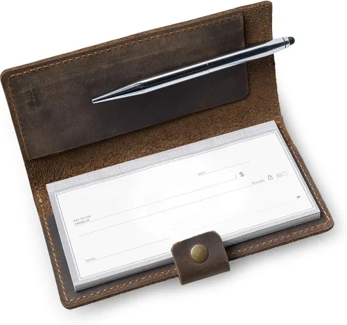 Miniatura 2 de PEGAI Fundas de cuero personalizadas hechas a mano para chequera personal Funda y cartera de cuero 100% envejecido Funda de chequera de negocios