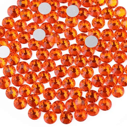 Miniatura 25 de Beadsland 1440 diamantes de imitación de cristal con parte trasera plana, gemas redondas, ámbar, SS3, 0.047-0.055 in
