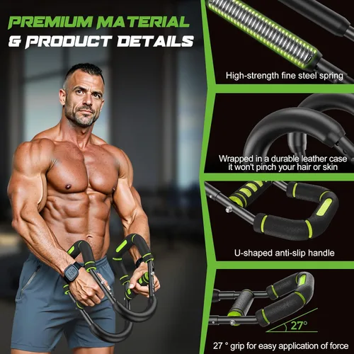 Miniatura 4 de Twister Arm Trainer for Men, Chest Workout Equipment 5-Level Adjustable (40-130lb) with Ergonomic 27° Targets Biceps/Clip/Thigh, Portable Exerciser