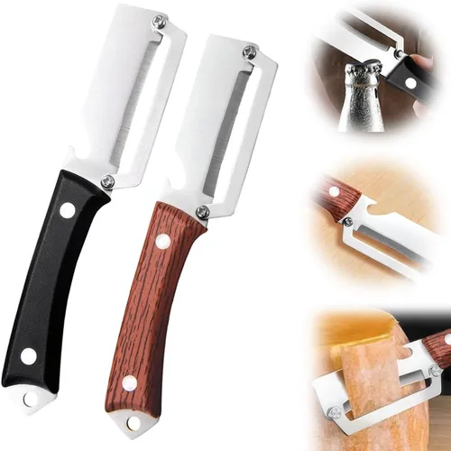 Miniatura 10 de Pelador de verduras multifuncional para cocina, pelador de verduras de alta calidad 2026 con mango de madera y abridor de botellas, herramienta
