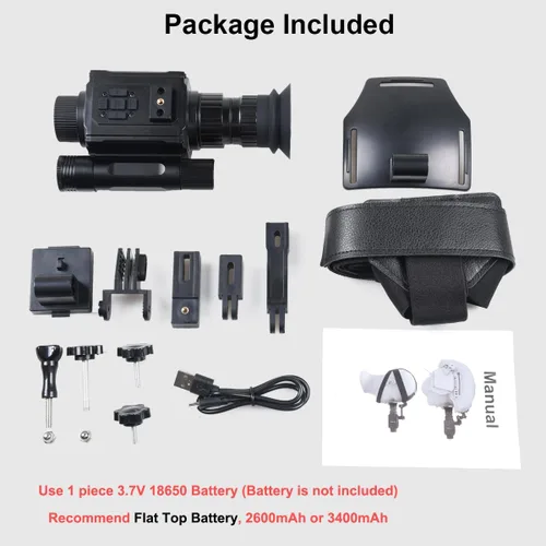 Miniatura 7 de Gafas de visión nocturna monocular montado en cabeza o casco - Grabación de fotos y video HD 1080P con zoom digital 5X e infrarrojo ajustable 940nm