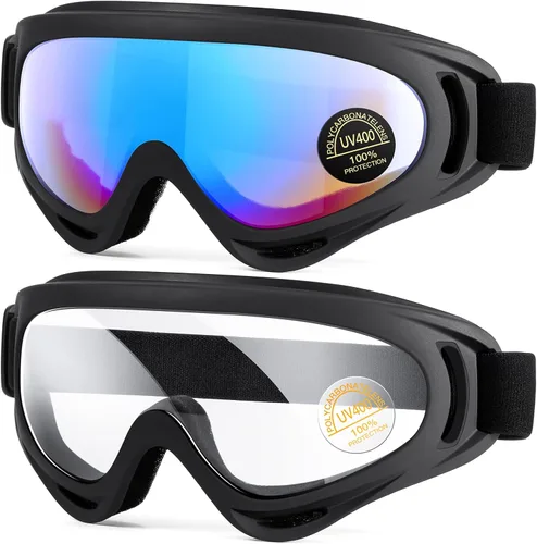 Miniatura 12 de MAMBAOUT Paquete de 2 gafas de esquí de nieve, gafas de snowboard para hombres, mujeres, jóvenes, niños, niños o niñas