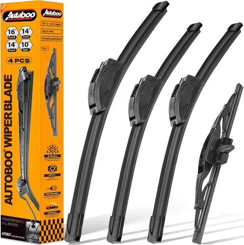 AUTOBOO Limpiaparabrisas de 16 + 14 + 14 pulgadas con limpiaparabrisas trasero de 10 pulgadas de repuesto para Toyota FJ Cruiser 2014 2013 2012 2011