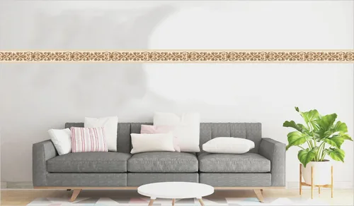 Miniatura 4 de Dundee Deco Papel tapiz para despegar y pegar DDAZBD9104 Damasco Beige Marrón Vines Scrolls Wall Border Diseño Retro 15 pies x 7 pulgadas