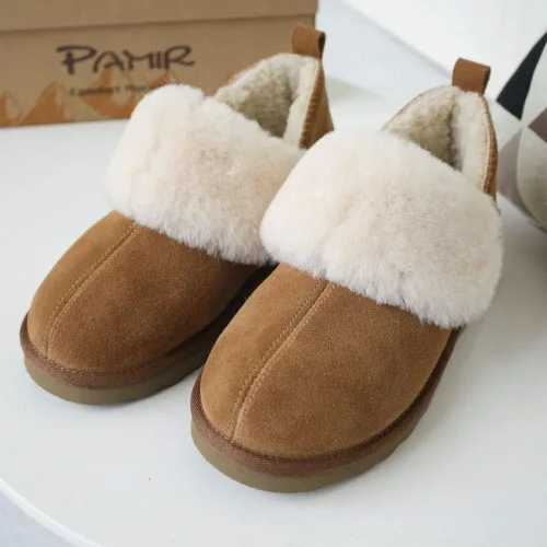 Miniatura 6 de PAMIR Botines de piel de oveja genuina para mujer, botines de espuma viscoelástica para interiores y exteriores, Negro