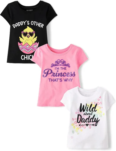 Miniatura 60 de The Children's Place Baby-Girls and Toddler Unicorns,Butterflies,Trends Short Sleeve Graphic T-Shirts,3 Pack