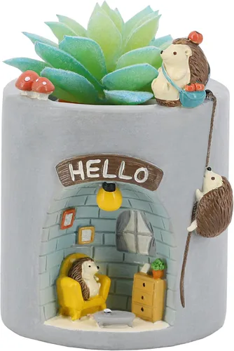 Miniatura 12 de Segreto - Macetas creativas para plantas de erizo, macetas de resina, jarrones para decoración del hogar para suculentas, flores, cactus, decoración