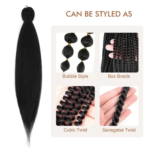 Miniatura 4 de Cabello trenzado preestirado - 12 pulgadas, 8 paquetes, cabello trenzado natural negro corto para trenzas torcidas o trenzas en caja, extensiones