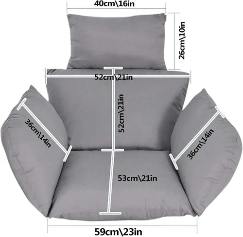Miniatura 6 de Cojín para silla con columpio, impermeable, suave, para colgar huevos, para patio, con almohada, para interiores y exteriores Rojo