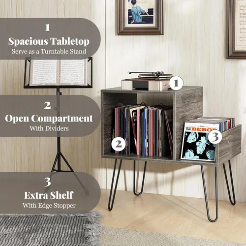 Miniatura 3 de Giantex Soporte para tocadiscos, gris