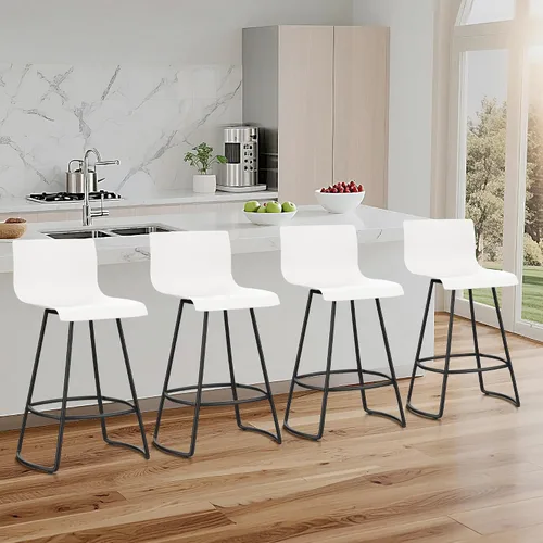 Miniatura 7 de WENTMENT Juego de 4 taburetes de bar giratorios de altura de mostrador con respaldo de 24 pulgadas con asiento de plástico, taburetes de bar