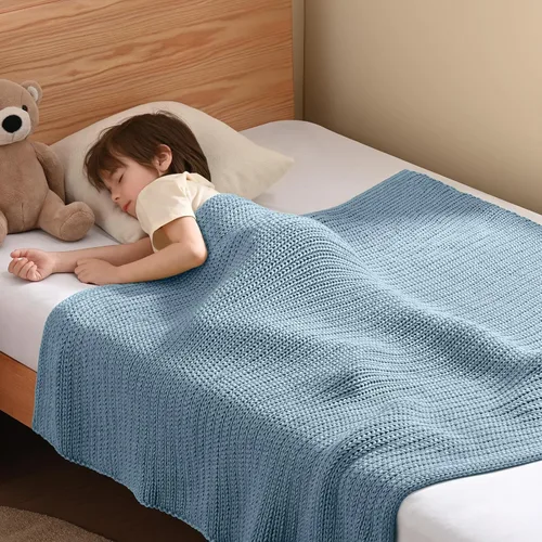 Miniatura 28 de Guohaoi Almohadilla de regazo con peso de punto (beige 20 x 30 pulgadas, 2 libras) sin cuentas, manta con peso refrescante para niños para siesta