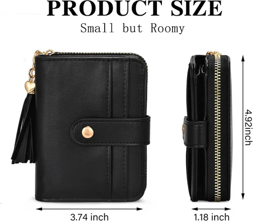 Miniatura 3 de oscaurt Cartera para mujer pequeña con bloqueo RFID, cartera de dos pliegues con tarjetero para tarjetas de crédito, ventana para identificación