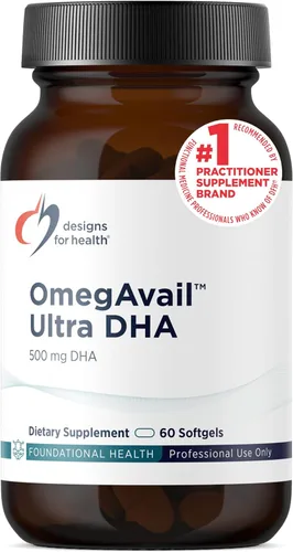 Designs for Health OmegAvail Ultra DHA - Aceite de pescado con triglicérido DHA altamente concentrado, aceite de pescado TG con 500 mg de DHA + 110