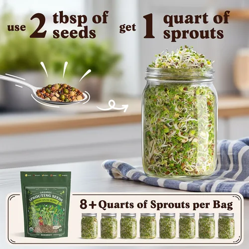 Miniatura 3 de Seedboy Semillas orgánicas sin OMG, mezcla de ensalada fresca, mezcla de microverduras cultivadas en Estados Unidos con alfalfa, brócoli, rábano