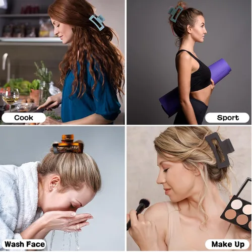 Miniatura 6 de Sisiaipu Accesorios Medianos para el Cabello de 3.5 Pulgadas - 12 Piezas Pinzas de Mandíbula Cuadradas para Cabello Grueso y Fino, Pinzas Básico