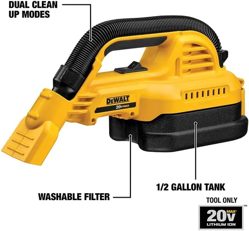 Miniatura 10 de DEWALT DCV517B Baretool 20V MAX Taladro portatil de 1/2 galón mojado/seco Vac Kit