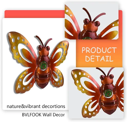 Miniatura 3 de Decoración de jardín, escultura de pared de abeja metálica, decoración de pared de abeja grande, decoración de jardín para colgar para patio