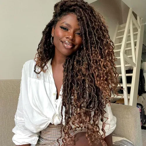Miniatura 31 de Goddess Locs - Cabello de ganchillo de 8 pulgadas, 6 paquetes de rastas sintéticas de cabello de ganchillo para mujeres negras, cabello suave 1b