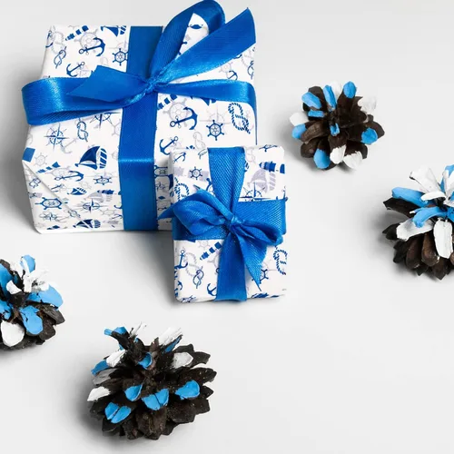 Miniatura 6 de HolyMaji 30 hojas de papel de seda náutico azul, tamaño grande, 20 x 26 pulgadas, diseño de ancla, papel decorativo de regalo para decoración