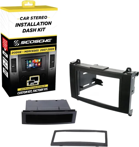 Scosche CR1292B Kit de instalación de radio DIN doble o individual compatible con camionetas Dodge seleccionadas, Mercedes y Freightliner Sprinter