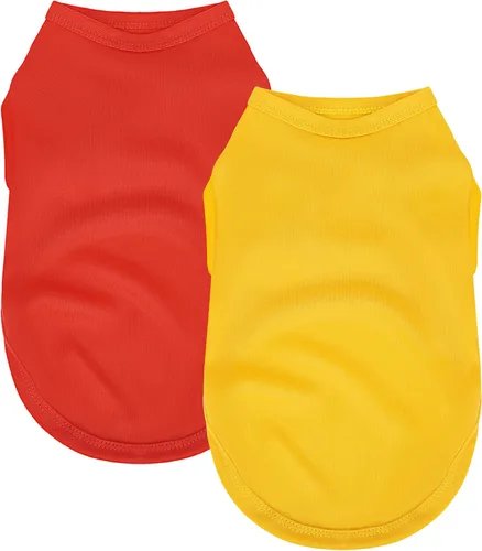 Miniatura 10 de Paquete de 2 camisas para perros de color liso, ligeras, de secado rápido, transpirables, camisetas para mascotas para perros pequeños a grandes