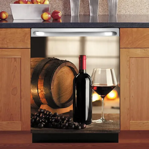 Miniatura 7 de Cubierta magnética decorativa para lavavajillas de vino campestre para puerta delantera, calcomanía magnética para lavavajillas con diseño de uva