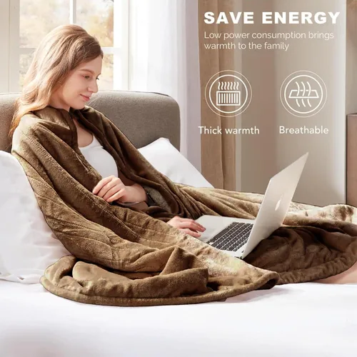 Miniatura 5 de Manta eléctrica Sherpa suave de doble control, tamaño King, mantas calefactoras Lavable 1-10 horas de apagado automático doble zona, 6 ajustes