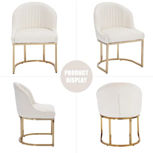 Miniatura 7 de Juego de 2 sillas de comedor de terciopelo, sillas de comedor tapizadas con patas de metal dorado, sillas auxiliares modernas para cocina, sillas