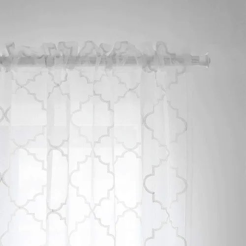 Miniatura 5 de Cortinas traslúcidas blancas de 84 pulgadas de largo, cortinas traslúcidas con bolsillo para barra para sala de estar, dormitorio, 2 paneles, 52x84