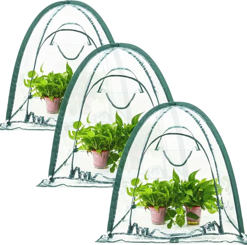 Miniatura 11 de Porayhut Tienda de invernadero portátil, fácil instalación, casa de flores de jardinería y cuarto de sol para plantas con cubierta de PVC, 71" x