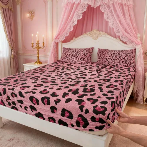 Miniatura 20 de Juego de sábanas con estampado de manchas de piel de cheetah abstracto, sábana bajera tamaño individual para niños, niñas y mujeres, decoración